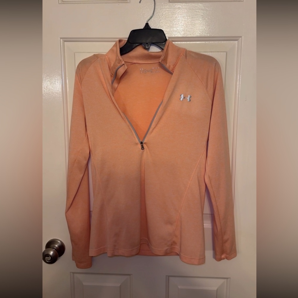 Under Armour Orange Long Sleeve Zippered Polo Sweatshirt